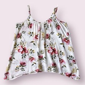 Torrid Floral Print Challis Cami Woman’s 1X Sharkbite Hem Cream & Pink Color